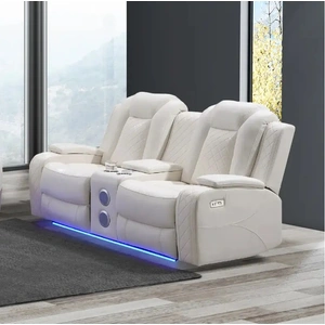 Bella Furniture SM Vail Double Power Recliner Loveseat w/Console, Speaker & LED Lighting