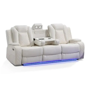 Bella Furniture SM Vail Double Power Recliner Sofa w/Drop Down Table & LED Lighting