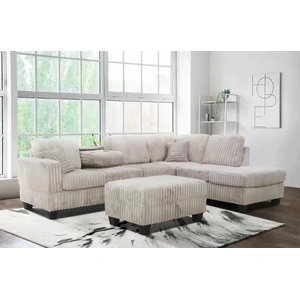 Bella Furniture SM Vega Fabric Jumbo Corduroy L-Shaped Sectional Sofa
