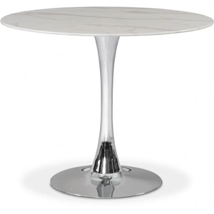 Meridian Furniture Tulip 36-inch Round Glass Dining Table, White