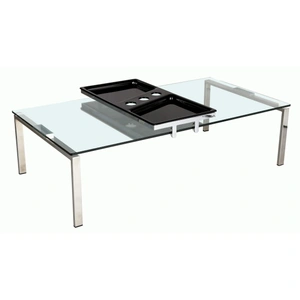 Chintaly Imports 8151 Rectangle Glass Cocktail Table w/Motion Tray, Clear