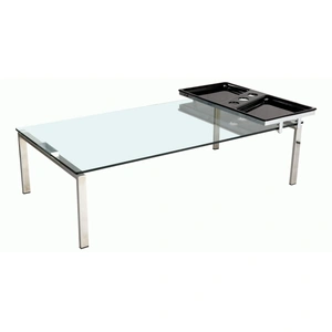 Chintaly Imports 8151 Rectangle Glass Cocktail Table w/Motion Tray, Clear