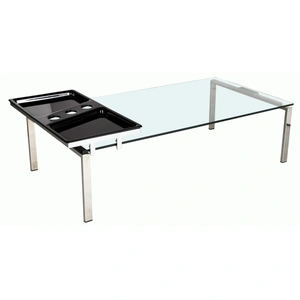 Chintaly Imports 8151 Rectangle Glass Cocktail Table w/Motion Tray, Clear