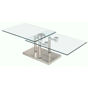 Chintaly Imports 8164 Rectangular Motion Glass Cocktail Table, Clear