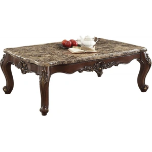 ACME Devayne Marble/Wood Coffee Table Set, Brown