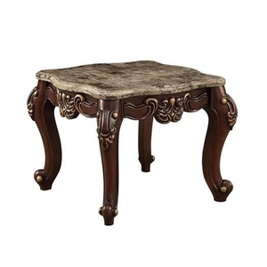ACME Mehadi Marble/Wood End Table, Beige/Brown