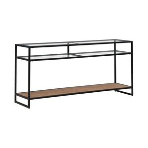 Liberty Furniture Bedford Rectangular Glass/MDF/Metal Sofa Table, Weathered Oak