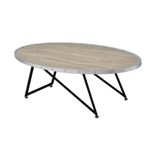 ACME Allis Oval Wood/Metal Coffee Table, Beige