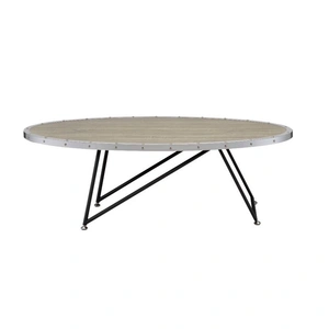 ACME Allis Oval Wood/Metal Coffee Table, Beige