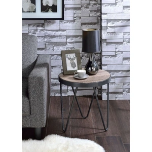 ACME Bage Wood/Metal Round End Table, Brown