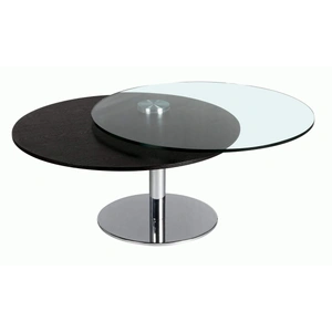 Chintaly Imports 8176 Motion Top Cocktail Table, Clear/Merlot