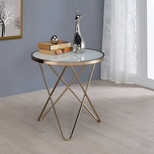 ACME Valora Glass/Metal Round End Table