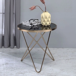 ACME Valora Glass/Metal Round End Table