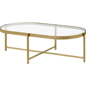 ACME Charrot Glass/Metal Oval Coffee Table, Gold