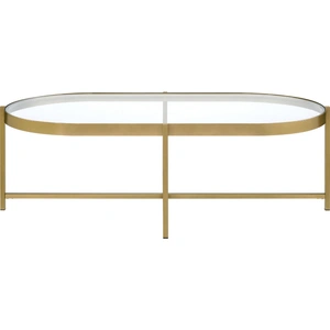 ACME Charrot Glass/Metal Oval Coffee Table Set, Gold