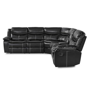 Homelegance Bastrop Leatherette/Wood Match Reclining Sectional, Black