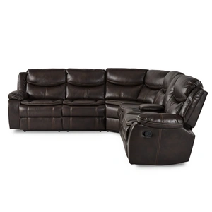 Homelegance Bastrop Leatherette/Wood Match Reclining Sectional, Brown