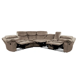 Homelegance Bastrop Microfiber Fabric Reclining Sectional Sofa, Brown
