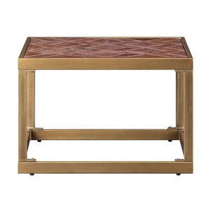 ACME Genevieve Top Grain Leather/Metal End Table, Retro Brown
