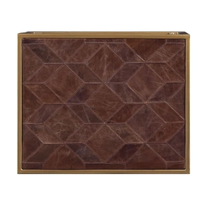 ACME Genevieve Top Grain Leather/Metal End Table, Retro Brown