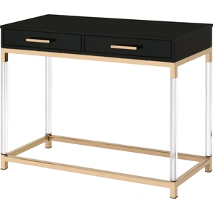 ACME Adiel Metal Storage Console Table w/2 Drawers, Black/Gold