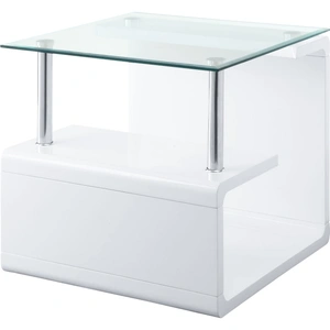 ACME Nevaeh Glass Square End Table, White