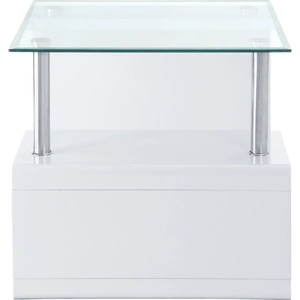 ACME Nevaeh Glass Square End Table, White