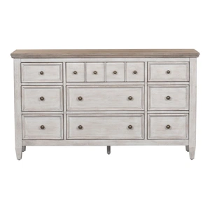 Liberty Furniture Heartland Wood 9-Drawer Dresser, Antique White/Tobacco