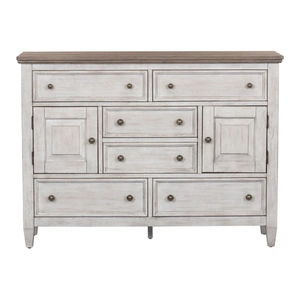 Liberty Furniture Heartland Wood 2-Door 6-Drawer Chesser, Antique White/Tobacco