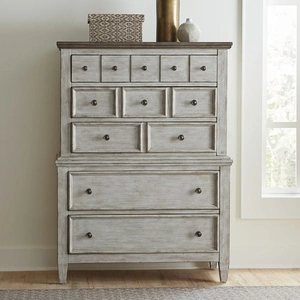 Liberty Furniture Heartland Wood 5-Drawer Chest, Antique White/Tobacco