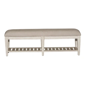 Liberty Furniture Heartland Linen Chenille/Wood Bed Bench, Antique White/Tobacco