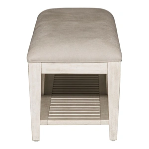 Liberty Furniture Heartland Linen Chenille/Wood Bed Bench, Antique White/Tobacco