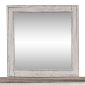 Liberty Furniture Heartland Rectangular Wood Landscape Mirror, Antique White/Tobacco