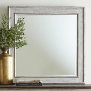 Liberty Furniture Heartland Rectangular Wood Landscape Mirror, Antique White/Tobacco