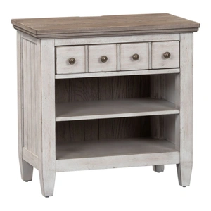 Liberty Furniture Heartland Wood 1-Drawer Night Stand w/Charging Station, Antique White/Tobacco