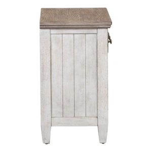 Liberty Furniture Heartland Wood 1-Drawer Night Stand w/Charging Station, Antique White/Tobacco