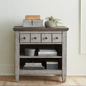 Liberty Furniture Heartland Wood 1-Drawer Night Stand w/Charging Station, Antique White/Tobacco