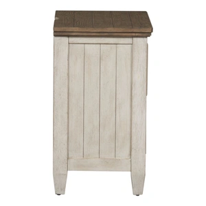 Liberty Furniture Heartland Wood 2-Drawer Night Stand w/Charging Station, Antique White/Tobacco