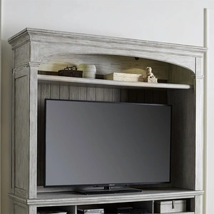 Liberty Furniture Heartland Entertainment Center with Piers | Vintage Style, Antique White/Tobacco