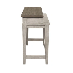 Liberty Furniture Heartland Rectangular Wood Console Bar Table w/Charging Station, Antique White/Tobacco