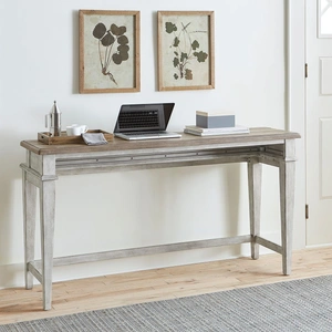 Liberty Furniture Heartland Console Bar Table with 3 Stools | Farmhouse Style, Antique White/Tobacco