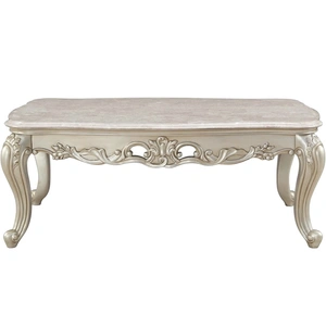 ACME Gorsedd Coffee Table w/Marble Top, Antique White