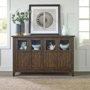 Liberty Furniture Midland Falls Wood 4-Door Buffet, Rustic Brown