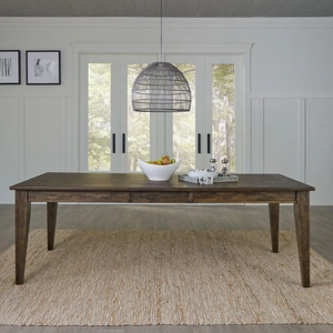 Liberty Furniture Midland Falls Rectangular Wood Extendable Dining Table, Rustic Brown