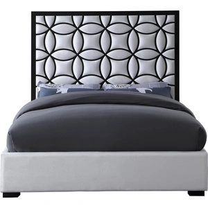 Meridian Furniture Taj Velvet Queen Size Bed, Cream