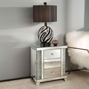 ACME Glam Noralie 82779 Mirrored/Faux Diamonds Accent Table/Nightstand