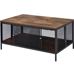 ACME Winam Wood/Metal Rectangular Coffee Table, Antique Oak/Black