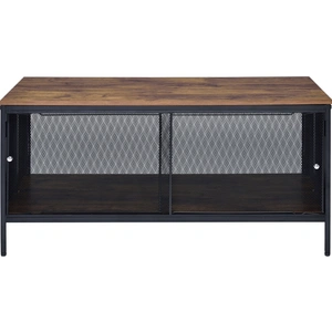 ACME Winam Wood/Metal Rectangular Coffee Table, Antique Oak/Black