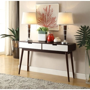 ACME Christa Wood Storage Sofa Table w/2 Drawers, Espresso/White