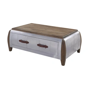AF Modern Brancaster 82855 Wood/Aluminum Storage Coffee Table, Antique Oak
